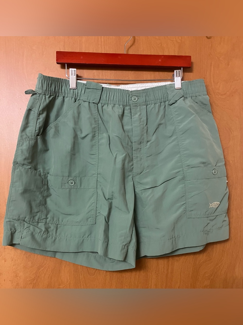 AFTCO Men's Green Fishing Outdoor Nylon Cargo Utility Shorts Size 40 Vtg